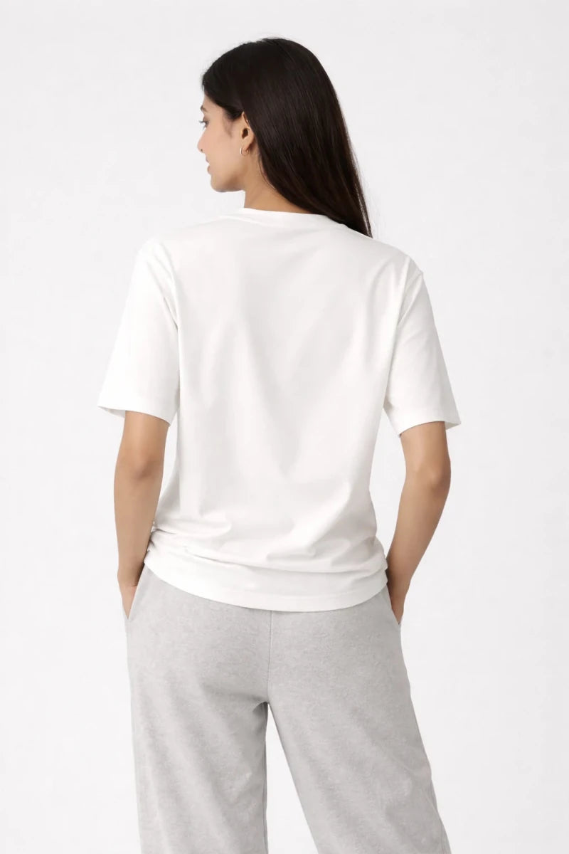 Coconut White Crew Neck T-Shirt - Shop For Asha
