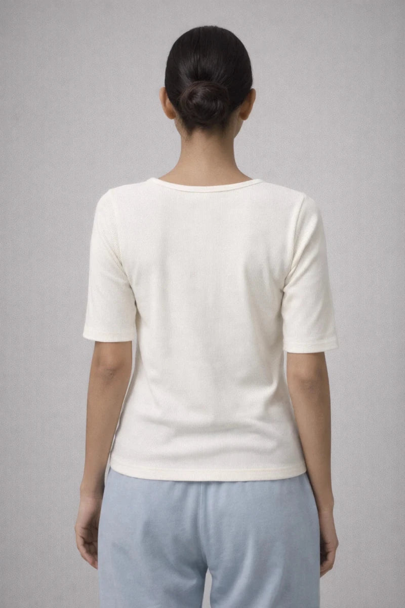 Coconut White Scoop neck top - Shop For Asha