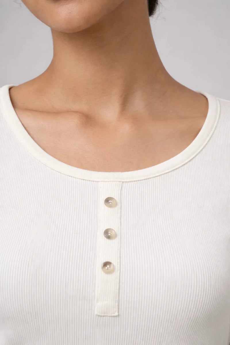 Coconut White Scoop neck top - Shop For Asha