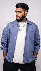Crown Blue Regular Fit Shacket - Shop For Asha
