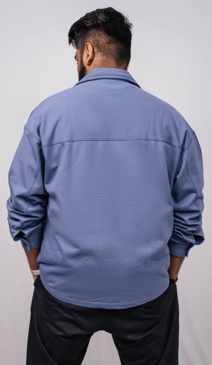 Crown Blue Regular Fit Shacket - Shop For Asha
