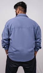 Crown Blue Regular Fit Shacket - Shop For Asha