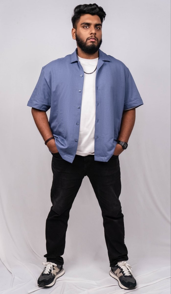 Crown Blue Resort Collar Shirt - Shop For Asha