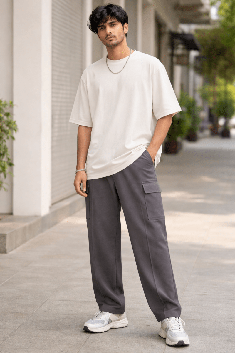 Dark Grey Cargo Track Pants - Shop For Asha