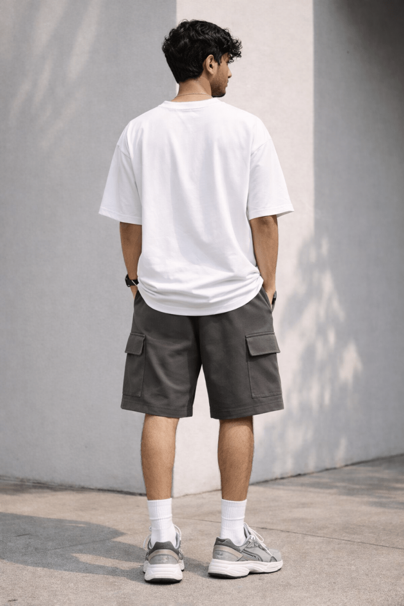 Dark Grey French Terry Cargo Shorts - Shop For Asha