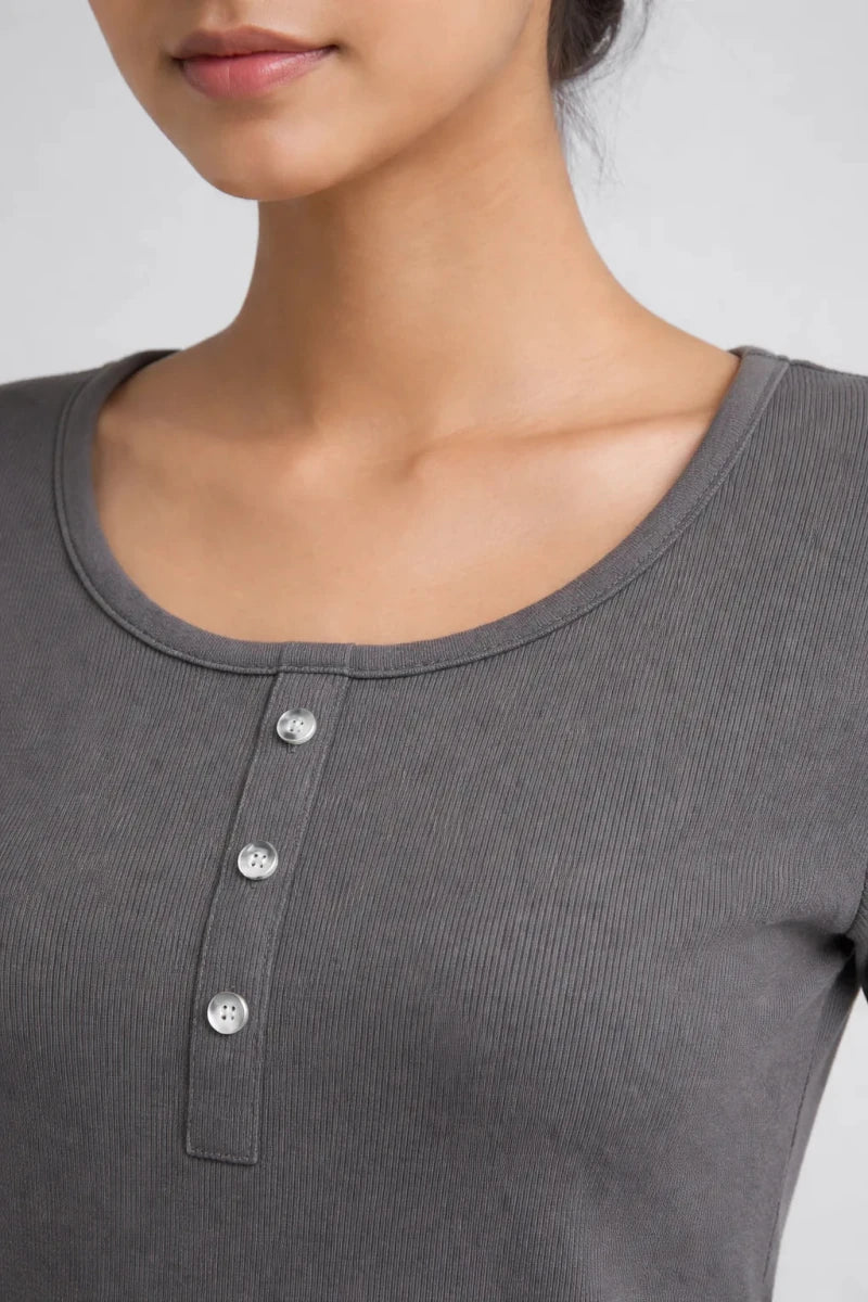 Dark Grey Scoop neck top - Shop For Asha