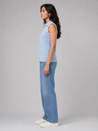 Womens Zipped POLO: Powder Blue