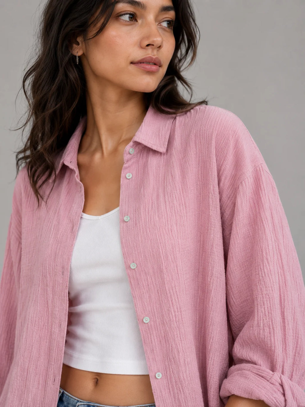 The Everyday Crinkle Shirt: Dusty Rose