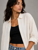 The Everyday Crinkle Shirt: Coconut White