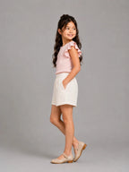 Girls Crinkled cotton shorts off white - Shop For Asha