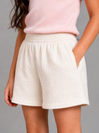 Girls Crinkled cotton shorts off white - Shop For Asha