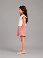 Girls Crinkled cotton shorts Pink - Shop For Asha