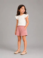 Girls Crinkled cotton shorts Pink - Shop For Asha