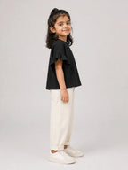 Girls Flutter Sleeve Top: Black - Shop For Asha