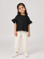Girls Flutter Sleeve Top: Black - Shop For Asha