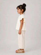 Girls Flutter Sleeve Top: Coconut White - Shop For Asha