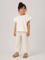 Girls Flutter Sleeve Top: Coconut White - Shop For Asha