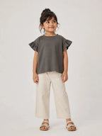 Girls Flutter Sleeve Top: Grey - Shop For Asha