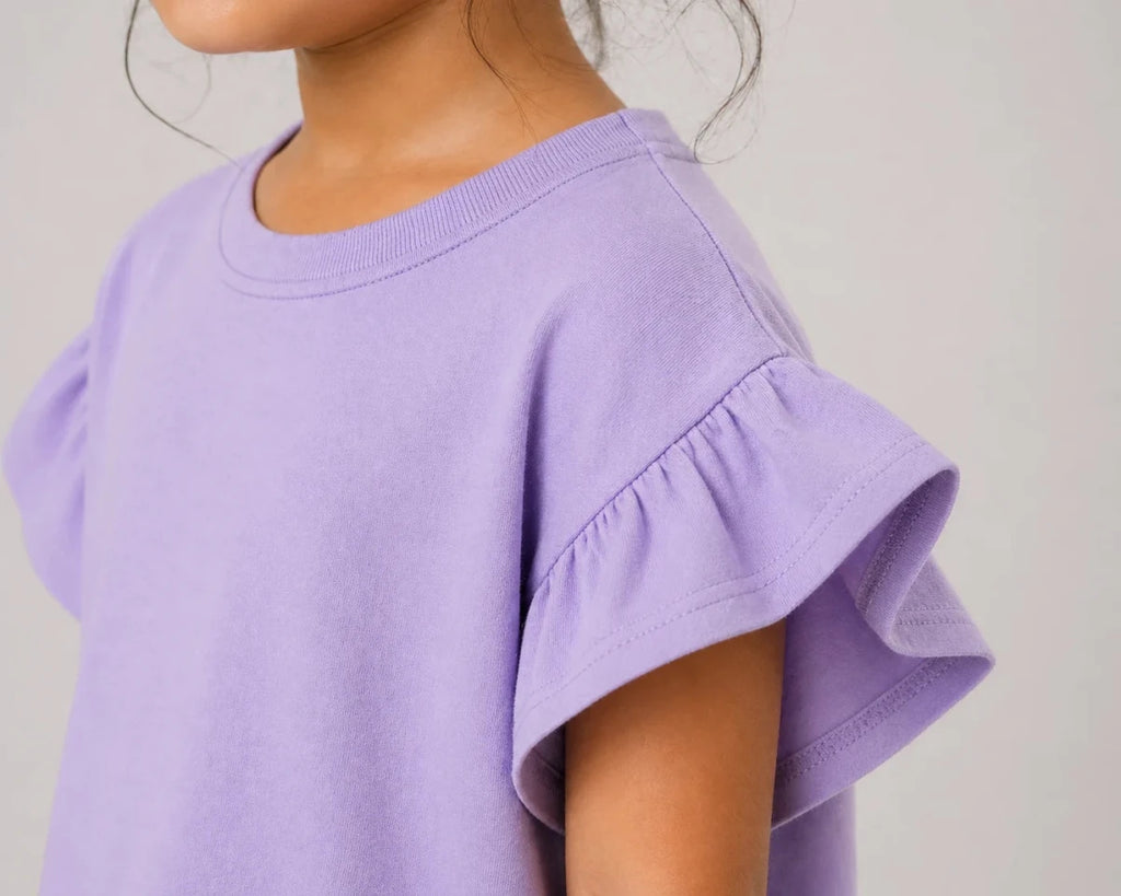 Girls Flutter Sleeve Top: Lilac - Shop For Asha