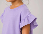 Girls Flutter Sleeve Top: Lilac - Shop For Asha