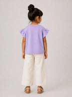 Girls Flutter Sleeve Top: Lilac - Shop For Asha