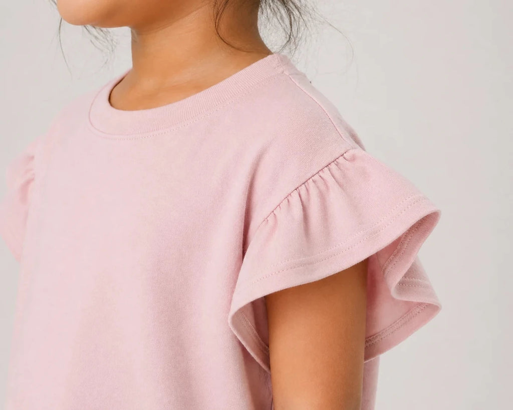 Girls Flutter Sleeve Top: Peachy Pink - Shop For Asha