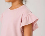 Girls Flutter Sleeve Top: Peachy Pink - Shop For Asha