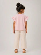 Girls Flutter Sleeve Top: Peachy Pink - Shop For Asha