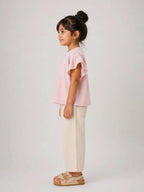Girls Flutter Sleeve Top: Peachy Pink - Shop For Asha