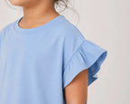 Girls Flutter Sleeve Top: Powder Blue - Shop For Asha