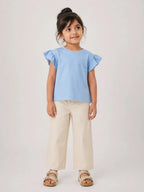 Girls Flutter Sleeve Top: Powder Blue - Shop For Asha