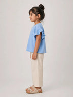 Girls Flutter Sleeve Top: Powder Blue - Shop For Asha