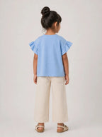 Girls Flutter Sleeve Top: Powder Blue - Shop For Asha
