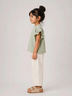 Girls Flutter Sleeve Top: Sage Green - Shop For Asha