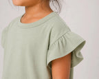 Girls Flutter Sleeve Top: Sage Green - Shop For Asha