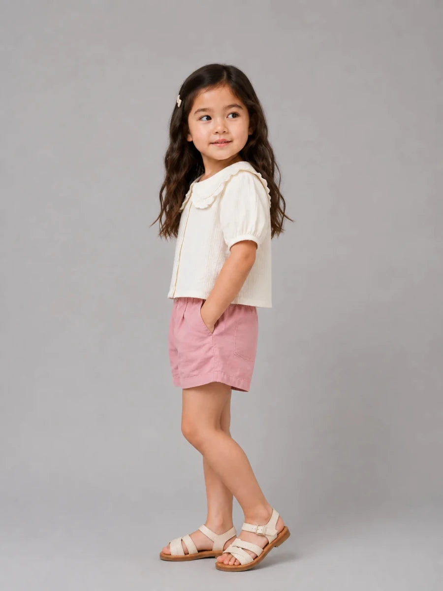 Girls Peterpan collar top off white - Shop For Asha