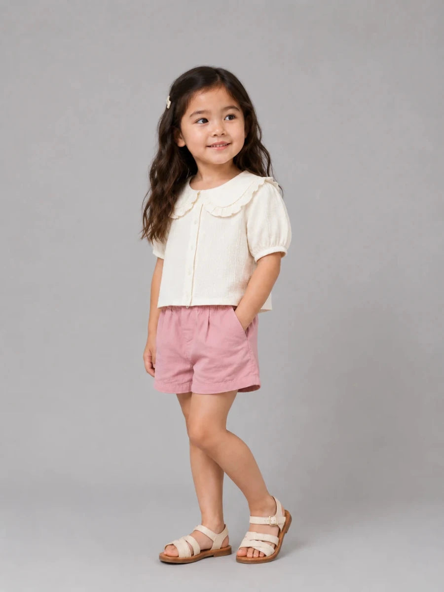 Girls Peterpan collar top off white - Shop For Asha
