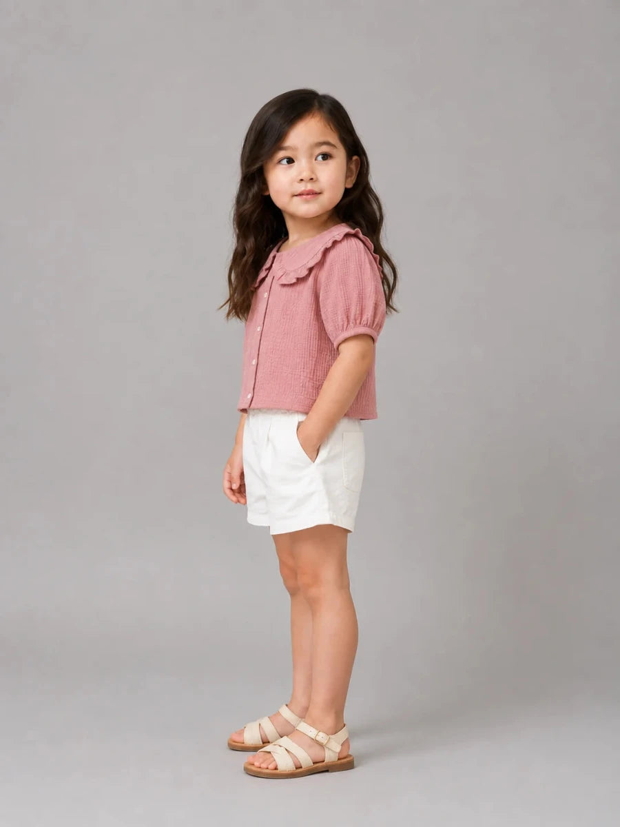 Girls Peterpan collar top pink - Shop For Asha