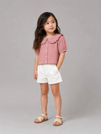 Girls Peterpan collar top pink - Shop For Asha