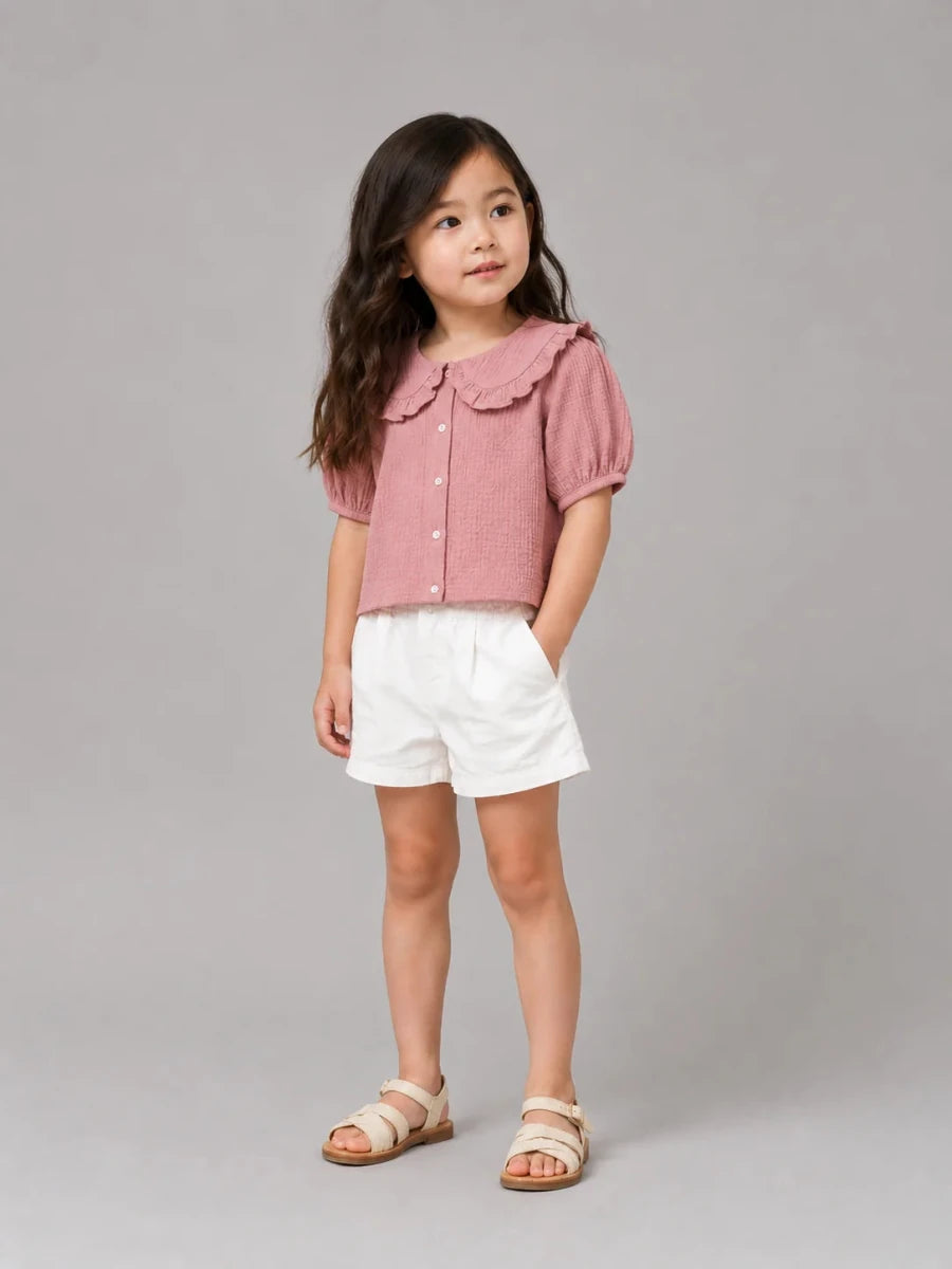 Girls Peterpan collar top pink - Shop For Asha