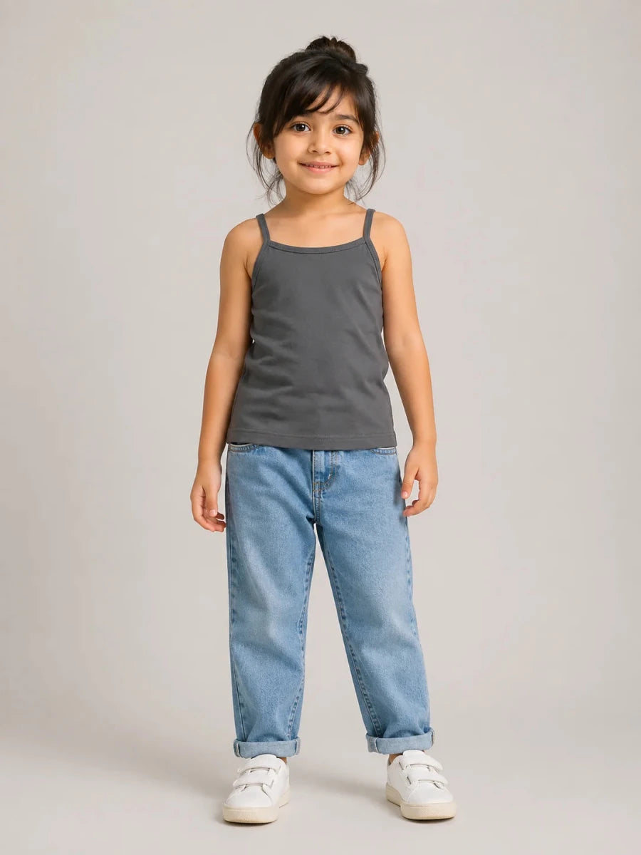 Girls Spaghetti top: Dark Grey - Shop For Asha