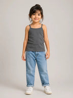 Girls Spaghetti top: Dark Grey - Shop For Asha