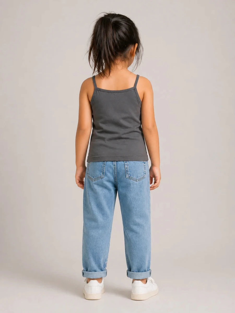 Girls Spaghetti top: Dark Grey - Shop For Asha