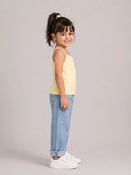Girls Spaghetti top: Pastel Yellow - Shop For Asha