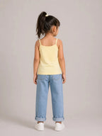Girls Spaghetti top: Pastel Yellow - Shop For Asha