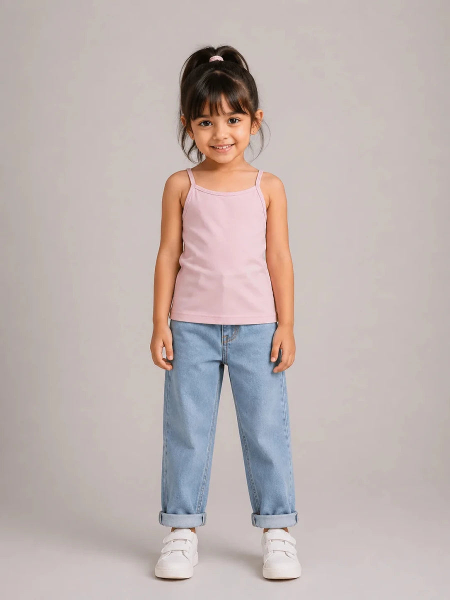 Girls Spaghetti top: Peachy Pink - Shop For Asha