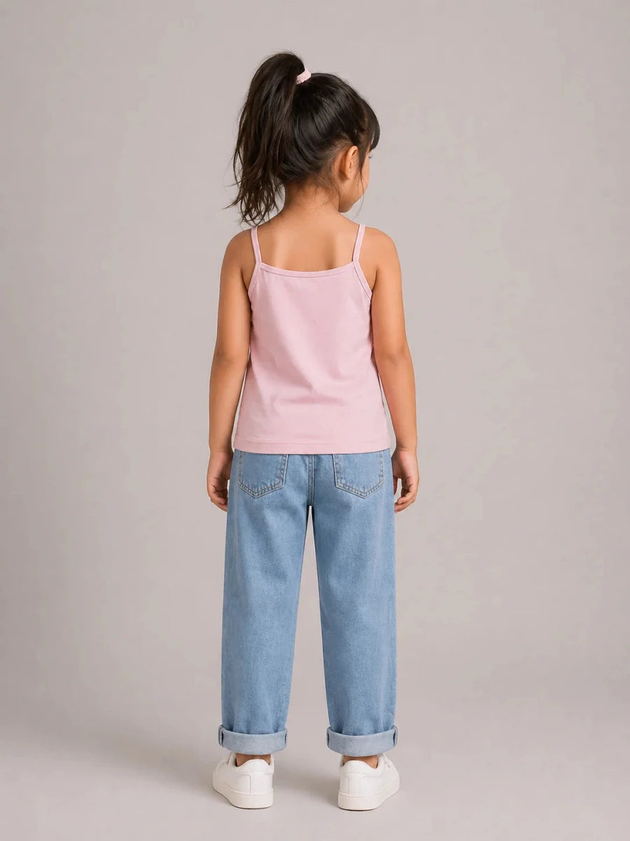 Girls Spaghetti top: Peachy Pink - Shop For Asha