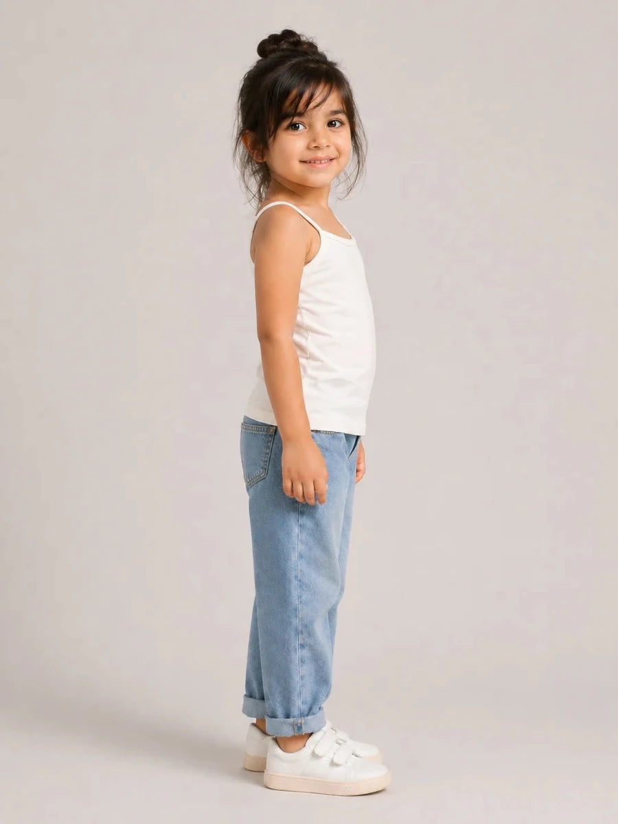 Girls Spaghetti top: White - Shop For Asha