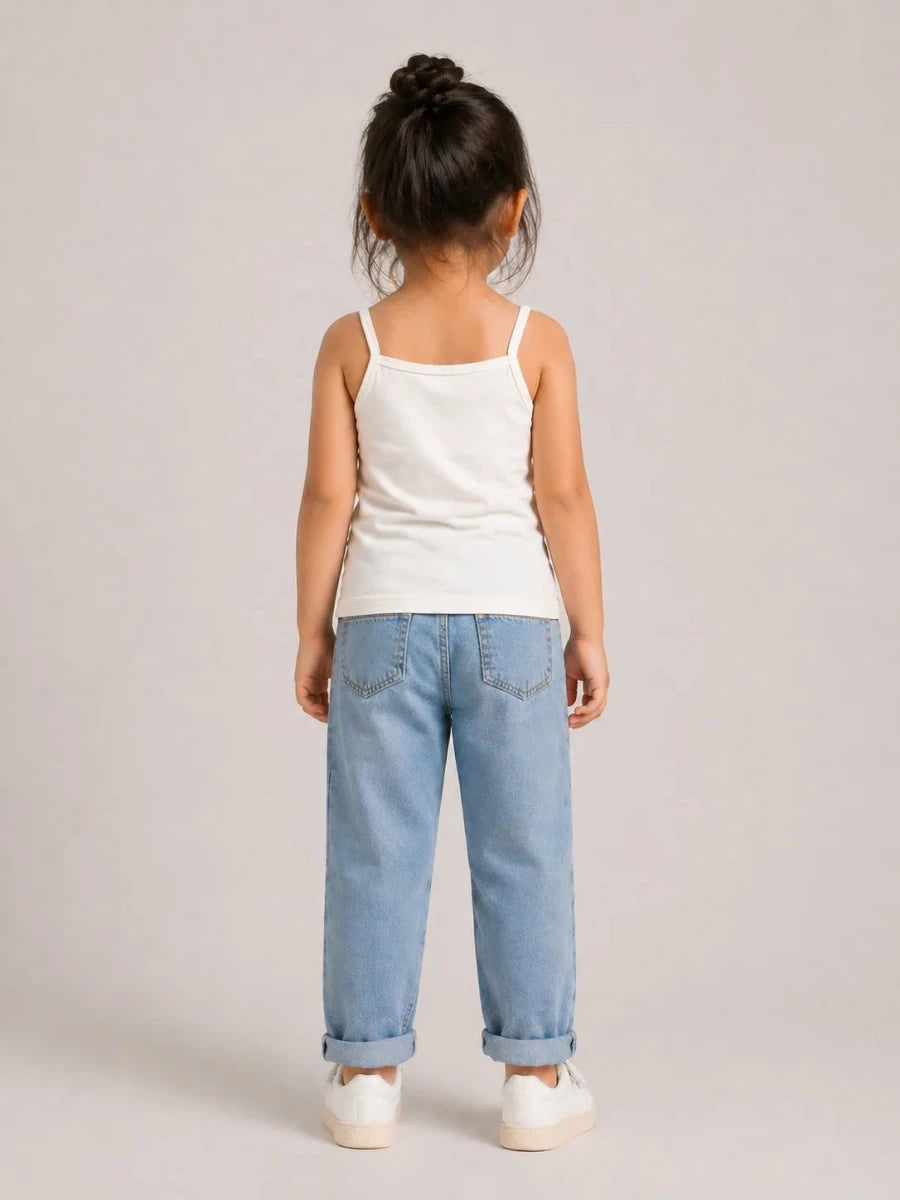 Girls Spaghetti top: White - Shop For Asha