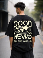 Good News For Everyone Black Over Sized Fit T-Shirt - Shop For Asha